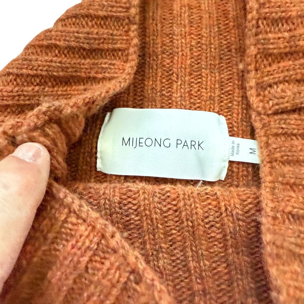 Mijeong Park Wool Blend Side-Tie Ribbed Turtleneck Sweater Women Medium Brown - Picture 3 of 8